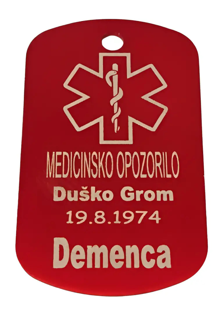 Medicinska ID tablica  demenca