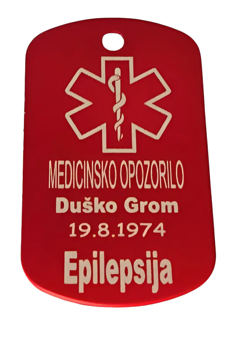 Medicinska ID tablica iz aluminija epilepsija