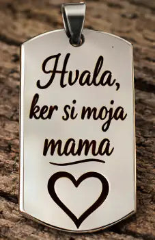 srebrni obesek za mamo z napisom