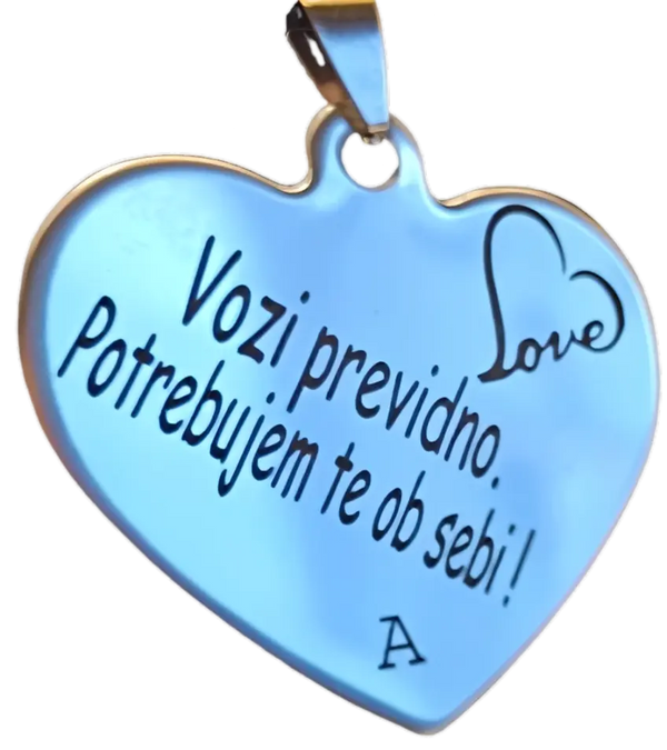 Personaliziran srček obesek za ključe z romantičnim graviranim sporočilom