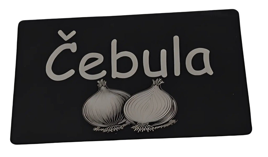 Personalizirana vrtna tablica Čebula z gravirano ilustracijo čebule za označevanje zelenjave.