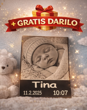 Personalizirana milestone ploščica za dojenčka z gravirano fotografijo