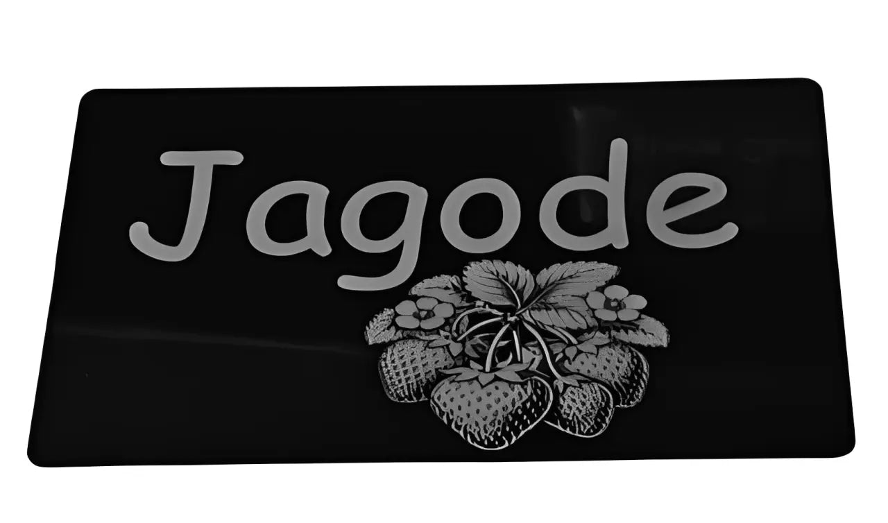 Personalizirana vrtna tablica Jagode z gravirano ilustracijo jagod za označevanje