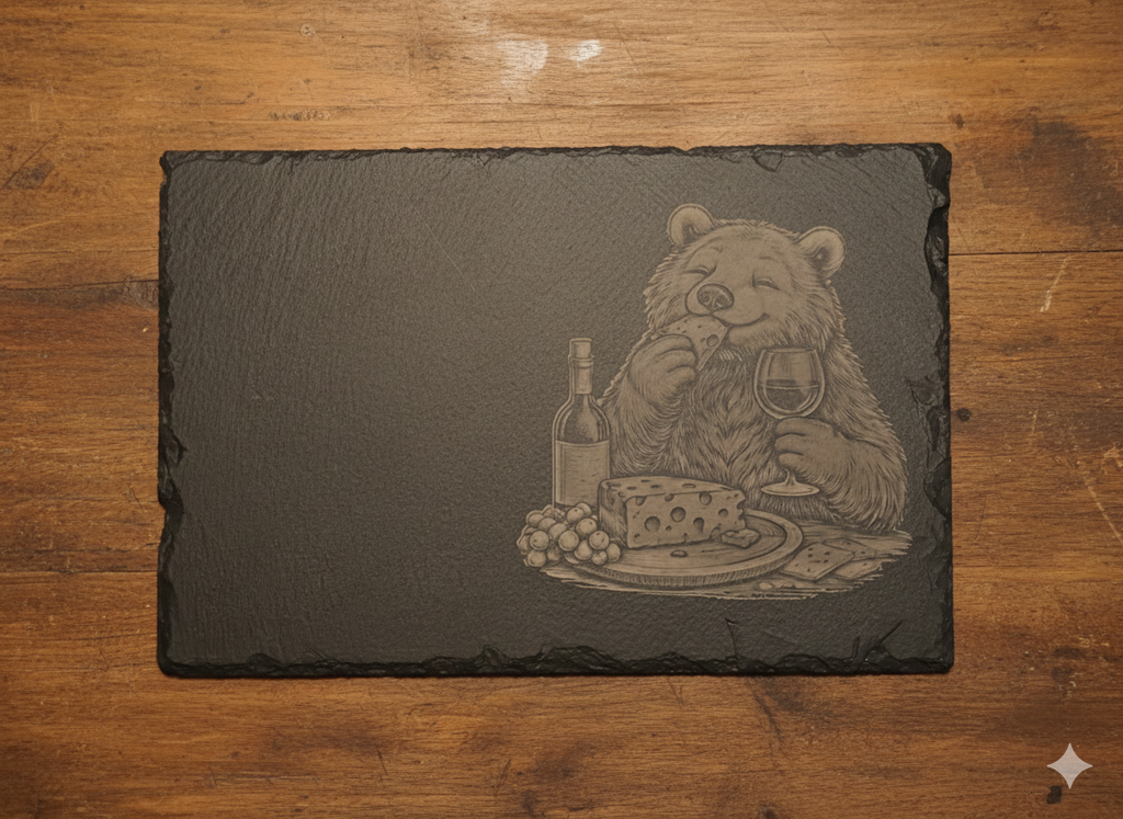 Postrežna deska z graviranim motivom medveda