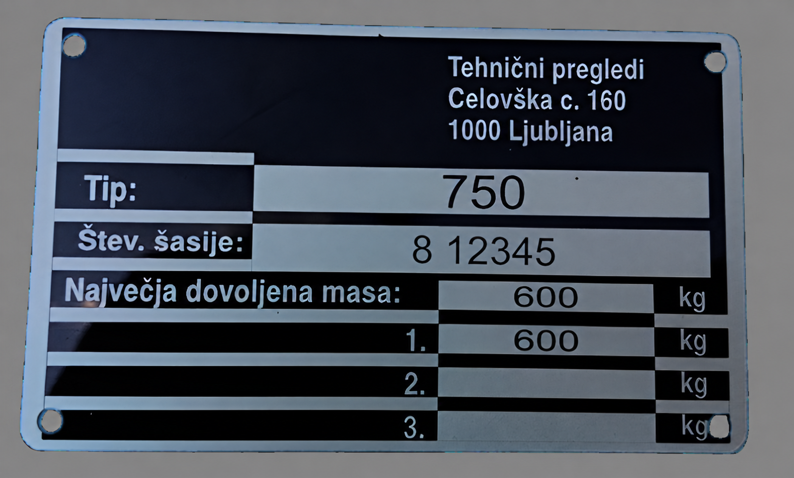 identifikacijska tablica vozila