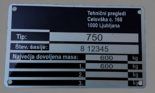 identifikacijska tablica vozila