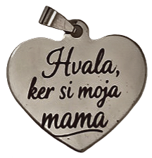 unikaten obesek srce z napisom Hvala ker si moja mama darilo za materinski dan